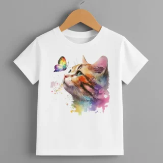 Cat & Butterfly Graffiti T-Shirt