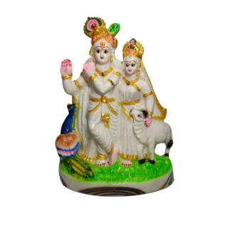 Radha Krishna Idol White & Gold